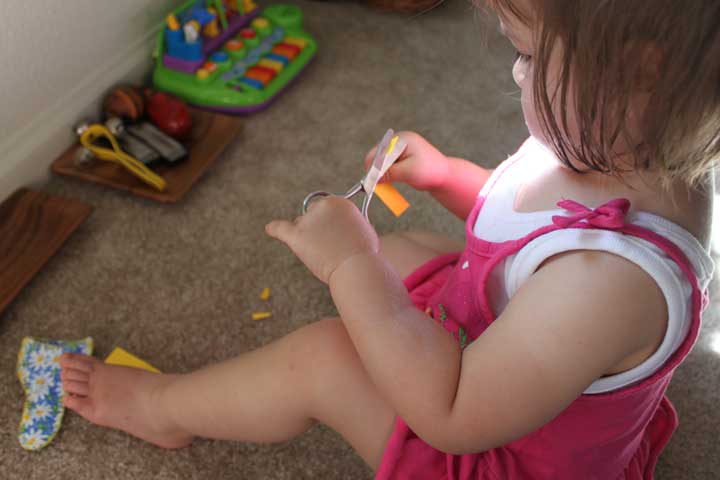DIY Montessori Toddler Scissor Snipping Activity